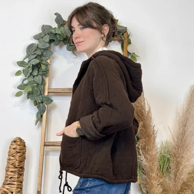 K028- Veste Matelassée Coton (TU) - marron - taille-unique