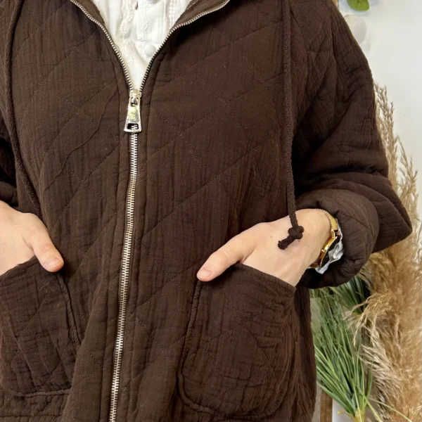 K028- Veste Matelassée Coton (TU) - marron - taille-unique