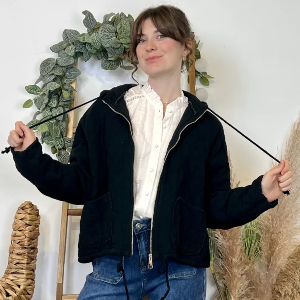 K028- Veste Matelassée Coton (TU) - noir - taille-unique