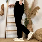 Pantalon droit en velours femme VOGGO T36-T44 - noir - 44