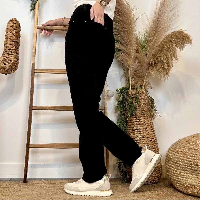 Pantalon droit en velours femme VOGGO T36-T44 - noir - 44