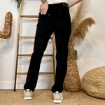 Pantalon droit en velours femme VOGGO T36-T44 - noir - 44