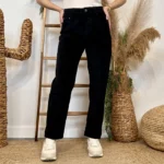 Jean Mom en velours femme VOGGO T36-T44 - noir - 44