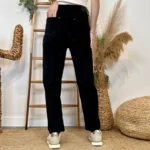 Jean Mom en velours femme VOGGO T36-T44 - noir - 44