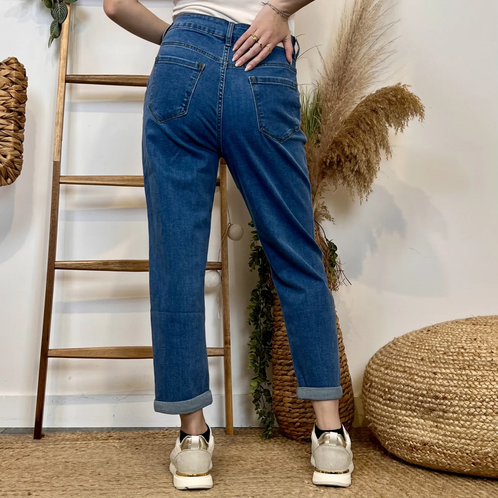 W116- Jean 7/8ème Mom (T36-T44) - denim - 44