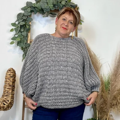 Z079- Pull Noeud réversible (Tu) 🇮🇹 - gris - taille-unique-grande-taille