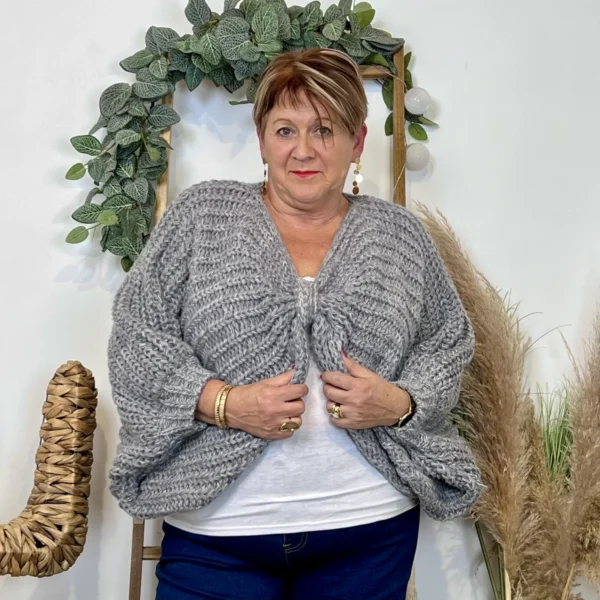 Z079- Pull Noeud réversible (Tu) 🇮🇹 - gris - taille-unique-grande-taille