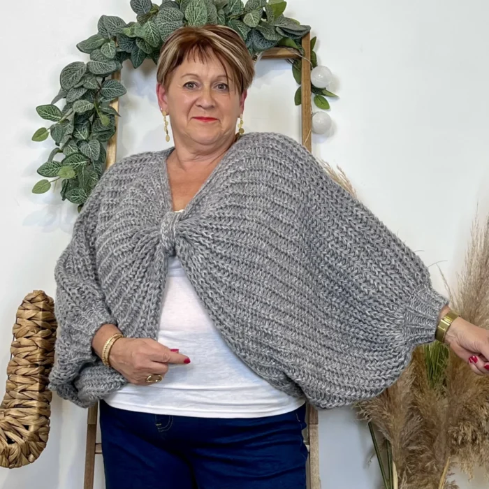 Pull nœud réversible femme - gris - taille-unique-grande-taille