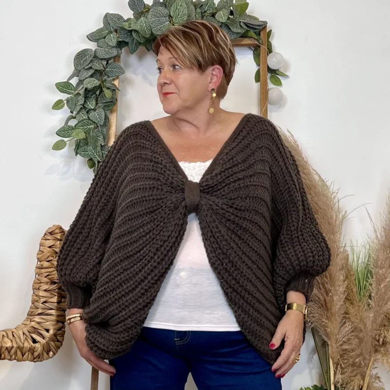 Pull Noeud réversible (Tu) - marron-chine - taille-unique-grande-taille