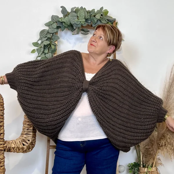 Z079- Pull Noeud réversible (Tu) 🇮🇹 - marron - taille-unique-grande-taille