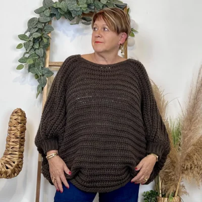 Z079- Pull Noeud réversible (Tu) 🇮🇹 - marron - taille-unique-grande-taille