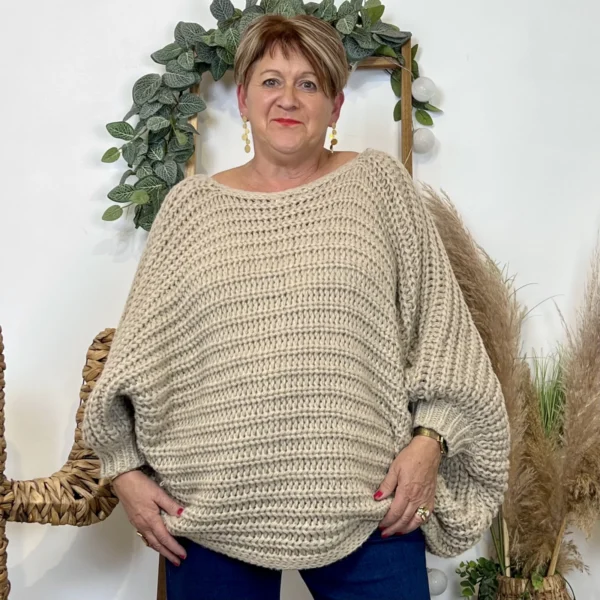 Z079- Pull Noeud réversible (Tu) 🇮🇹 - taupe - taille-unique-grande-taille