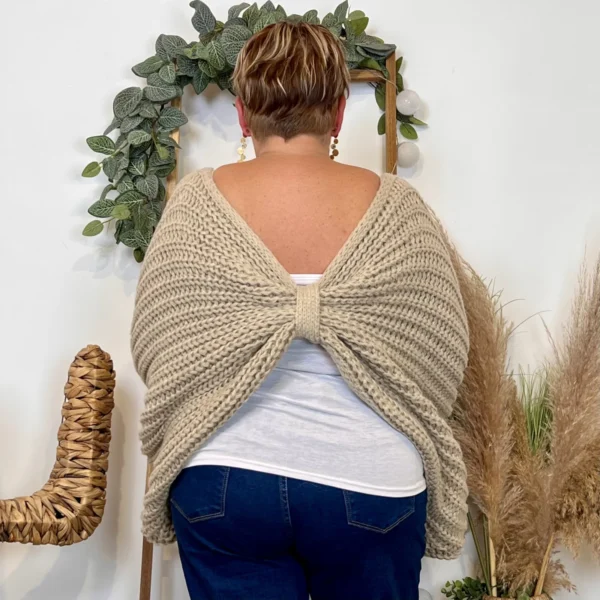 Z079- Pull Noeud réversible (Tu) 🇮🇹 - taupe - taille-unique-grande-taille