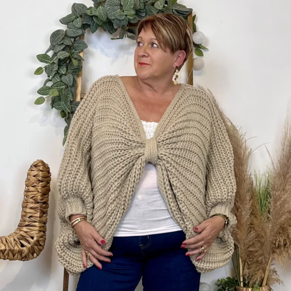 Z079- Pull Noeud réversible (Tu) 🇮🇹 - taupe - taille-unique-grande-taille