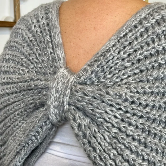 Pull nœud réversible femme - gris - taille-unique-grande-taille