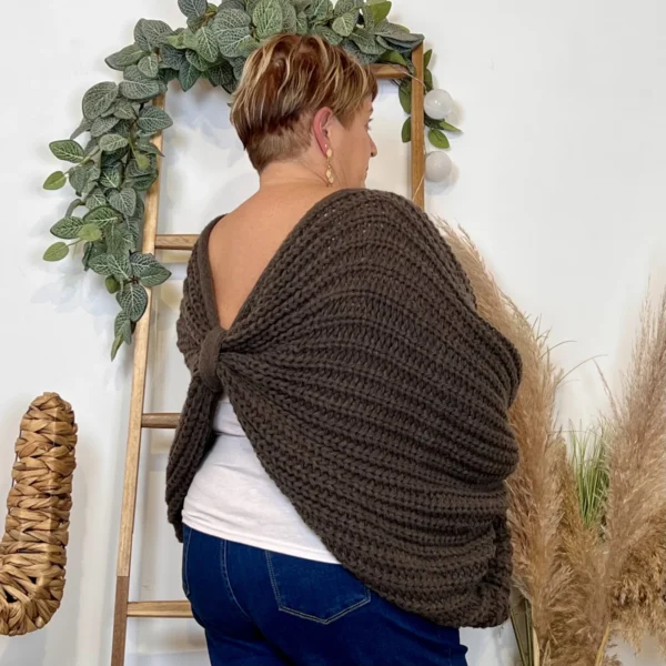 Z079- Pull Noeud réversible (Tu) 🇮🇹 - marron - taille-unique-grande-taille