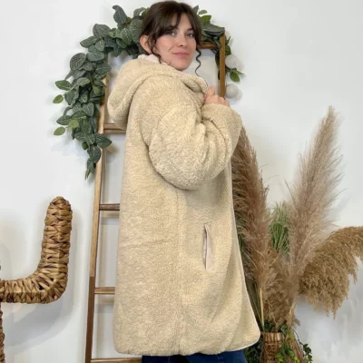 K033- Doudoune réversible à capuche - ecru - 42