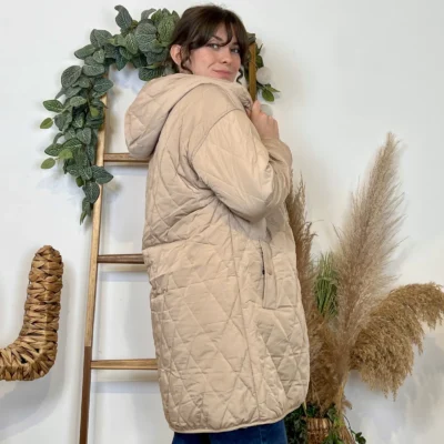 K033- Doudoune réversible à capuche - beige - 42