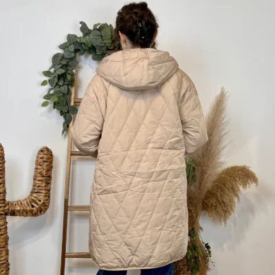 K033- Doudoune réversible à capuche - beige - 42