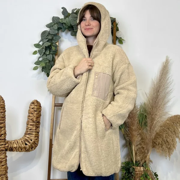 K033- Doudoune réversible à capuche - beige - 42