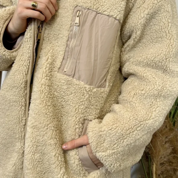 K033- Doudoune réversible à capuche - beige - 42
