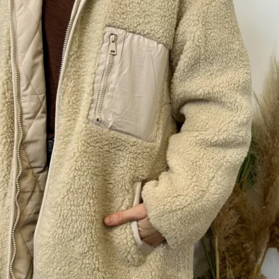 K033- Doudoune réversible à capuche - ecru - 42