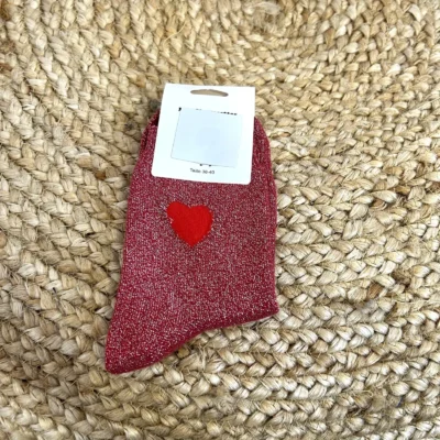 V310- Chaussettes "Coeur Rouge ❤️" - rouge - taille-unique