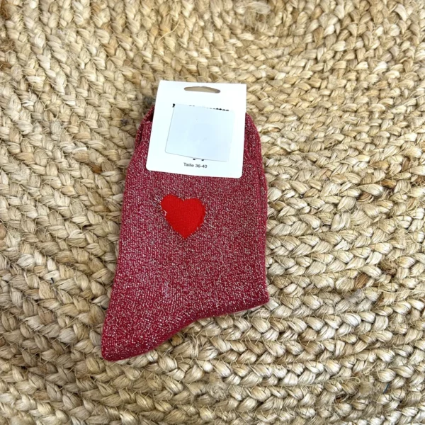 V310- Chaussettes "Coeur Rouge ❤️" - rouge - taille-unique