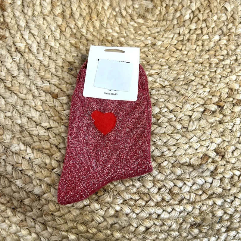 V310- Chaussettes "Coeur Rouge ❤️" - rouge - taille-unique