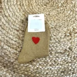 Chaussettes pailletées femme « Cœur rouge» 35-41 - moutarde - taille-unique