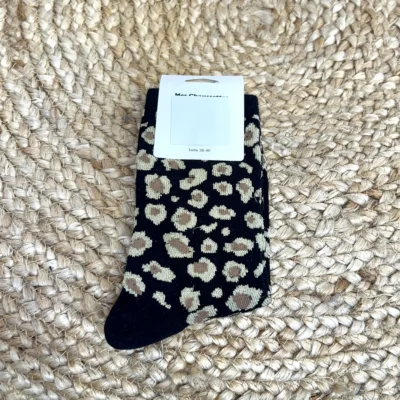 V308- Chaussettes "Léopard" - noir - taille-unique