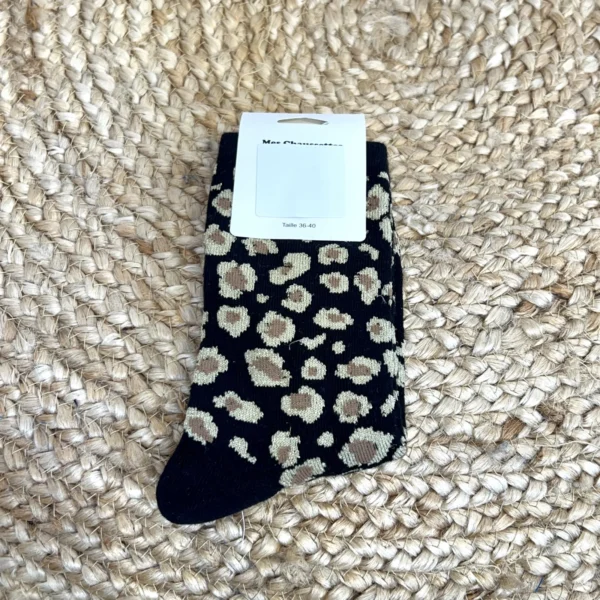 V308- Chaussettes "Léopard" - noir - taille-unique