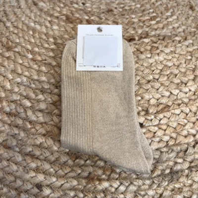 V316- Chaussettes paillettes "Pétillante" - beige - sans-taille