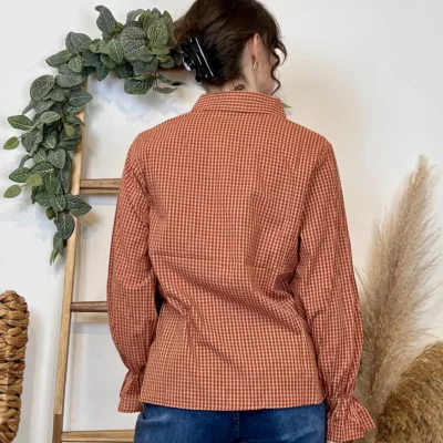 K019- Chemisier imprimé vichy (T36-T40) - rouille - 38