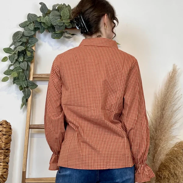 K019- Chemisier imprimé vichy (T36-T40) - rouille - 38