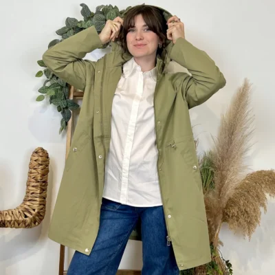 K008-Imperméable mi-long - kaki - 44