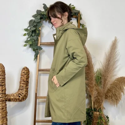 K008-Imperméable mi-long - kaki - 44