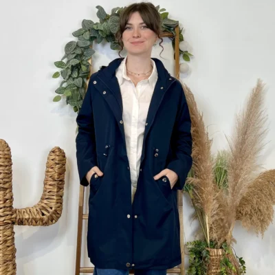 K008-Imperméable mi-long - marine - 44