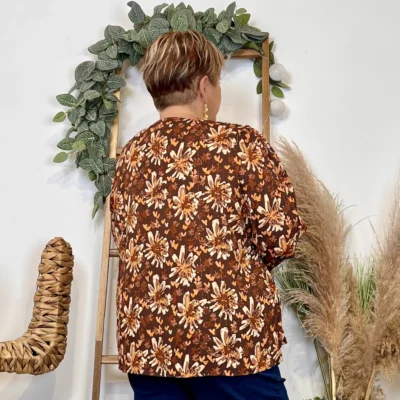 K021 - Chemise imprimé automnal (T40-T48) - marron - 48