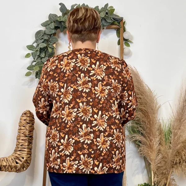 K021 - Chemise imprimé automnal (T40-T48) - marron - 48