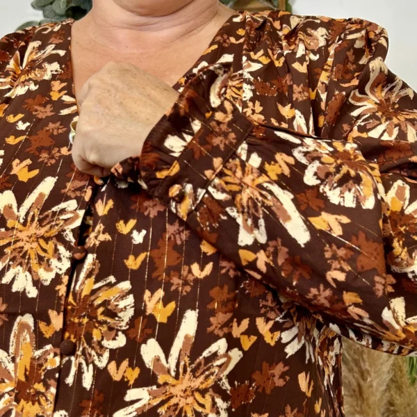 K021 - Chemise imprimé automnal (T40-T48) - marron - 48