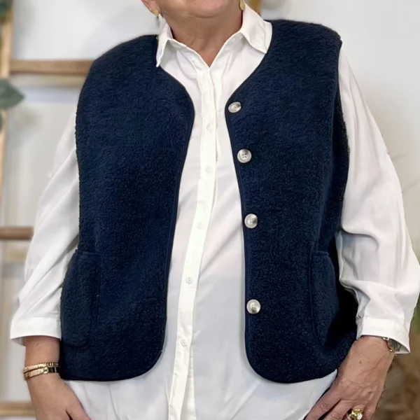 J914- Gilet sans manche moutonné (T40-T48) - marine - 48