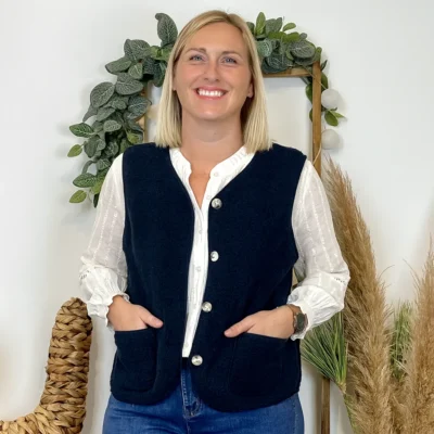 J914- Gilet sans manche moutonné (T40-T48) - marine - 48