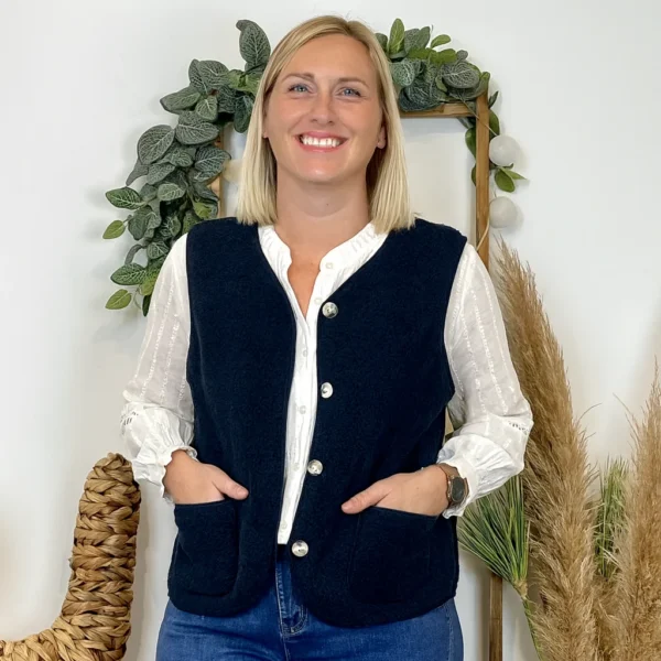 J914- Gilet sans manche moutonné (T40-T48) - marine - 48