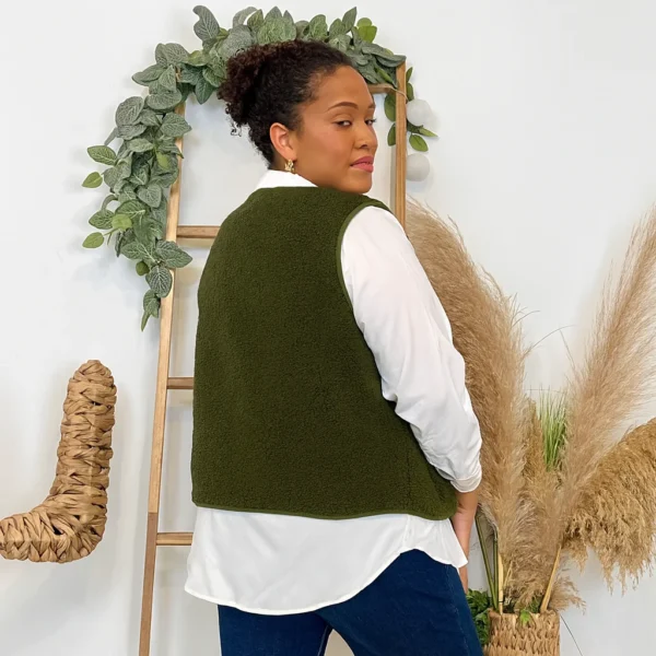 J914- Gilet sans manche moutonné (T40-T48) - kaki - 48