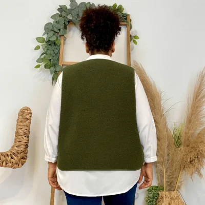 J914- Gilet sans manche moutonné (T40-T48) - kaki - 48