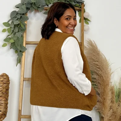 J914- Gilet sans manche moutonné (T40-T48) - camel - 48