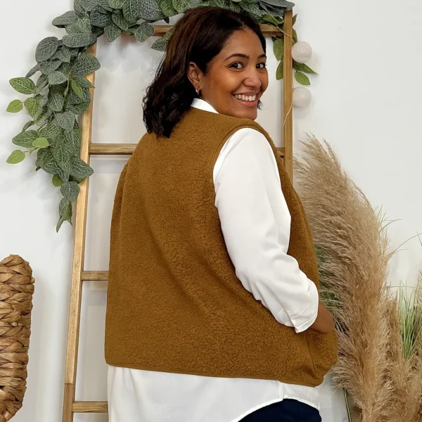 J914- Gilet sans manche moutonné (T40-T48) - camel - 48