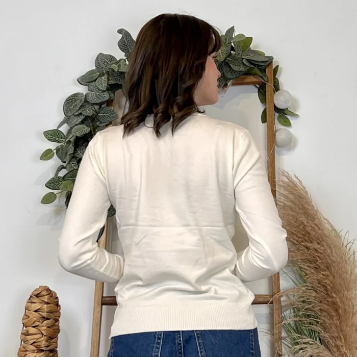 Pull fin col V femme VOGGO T36-T46 - ecru - 44