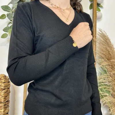 Y372- Pull FIN sans laine «Voggo» (T36-T48) - noir - 44